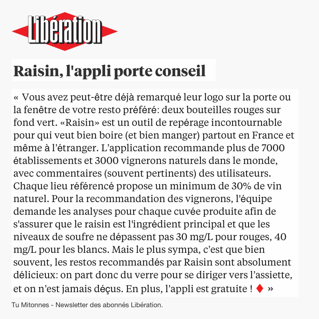 Raisin dans Libération.  