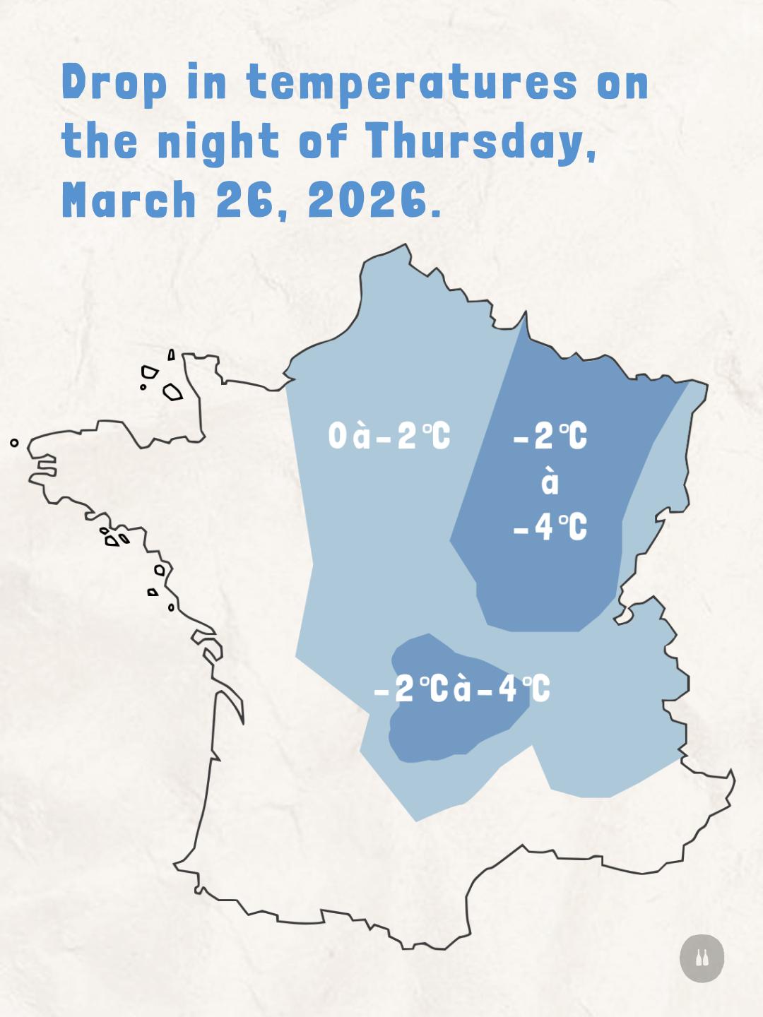 Temperature drop on the night of Thursday, March 26, 2026.
