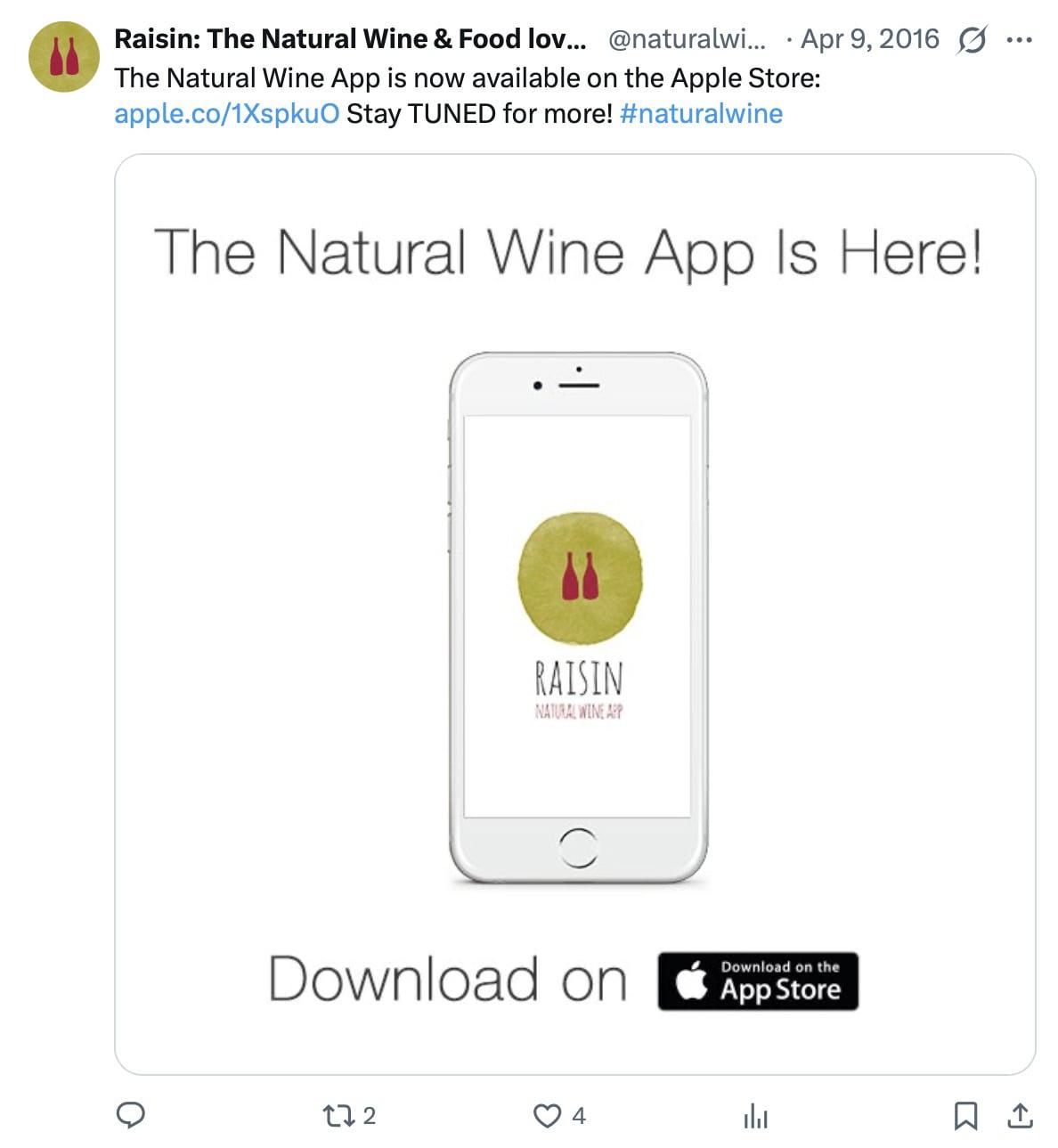 First tweet about the app