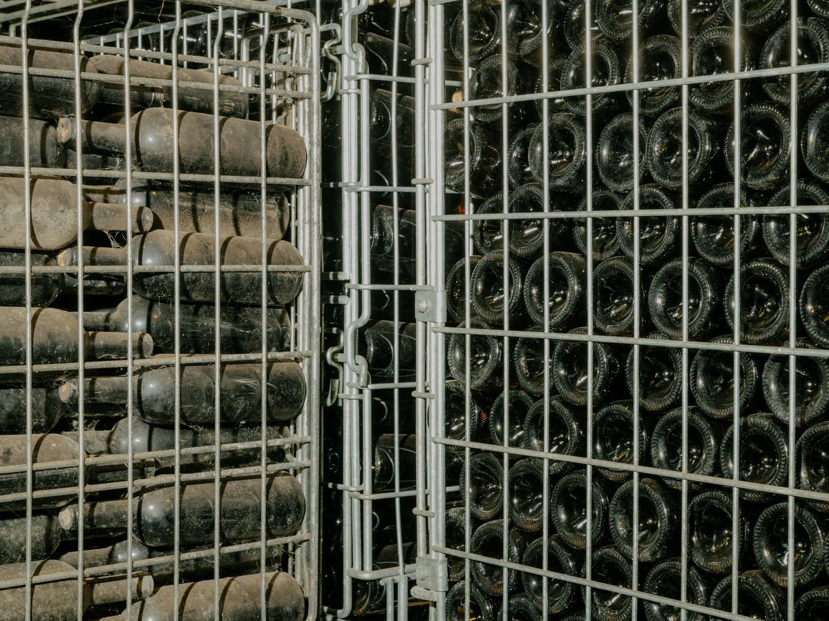 Bottle and cellar at La Stoppa