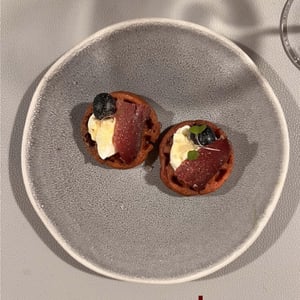 Beetroot Waffle With Duck Ham And Skyr - And More - 1334398