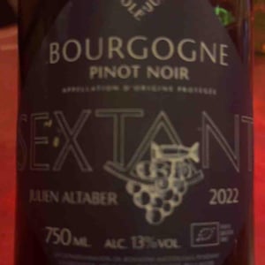 Bourgogne Pinot Noir - Sextant - Julien Altaber & Carole Schwab -2021