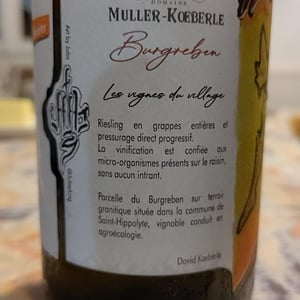 Burgreben - Domaine Muller-Koeberle - David Koeberle 