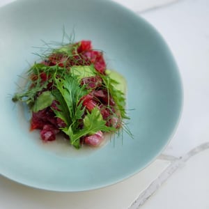 Crudo Di Tonno, Anguria Arrostita, Verjus Di Uva Acerba - Scaccomatto agli orti - 928834