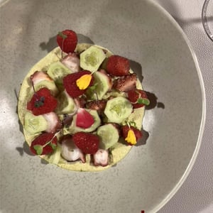 Grilled Octopus With Pistachio Cream, Cucumber & Raspberry - And More - 1363605