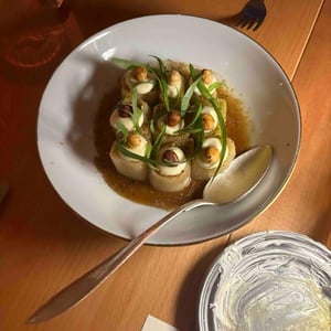 Leek with champagne Mayonnaise - Winnowiercy Natural Wine Bistronomie