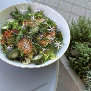 New Potatoes, Cabbage And Brined Cucumbers With Sorrel Hollandaise Sauce And Dill - Winnowiercy Natural Wine Bistronomie - 1360305