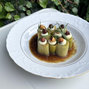 Roasted Leeks In Vinaigrette, Champagne Mayonnaise, Hazelnuts And Tarragon - Winnowiercy Natural Wine Bistronomie - 1397771