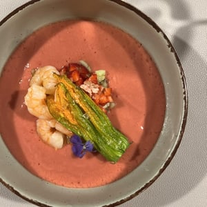 Tomato & Strawberry Gazpacho With Prawn And Zucchini Flower - And More - 1361554