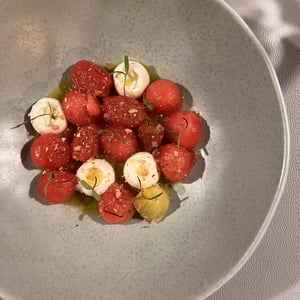 Tomatoes With Watermelon And Burrata Spheres - And More - 1352849
