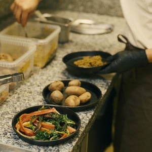 New Potatoes, Swiss Chard And Lentils With Sour Cream, Smoked Ricotta And Spicy Sesame Oil - ABC Zattere - 958370