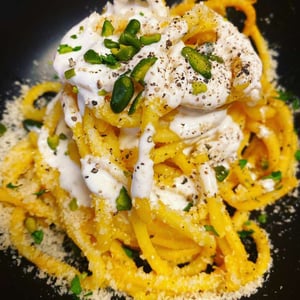 Bigoli With Pumpkin, Burrata Cream And Pistacchio - Salumeria Lamuri - 594309