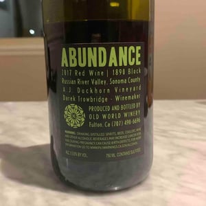 Abundance - Old World Winery - Darek Trowbridge 