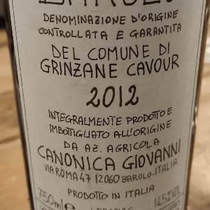 Barolo Del Comune Di Grinzane Cavour 2012