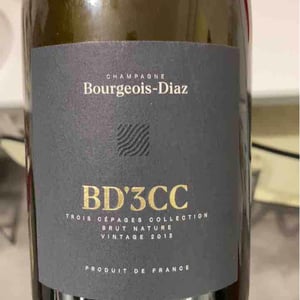 BD'3CC - Brut Nature Millésimé - Champagne Bourgeois-Diaz - Jérôme & Charlotte Bourgeois -2016