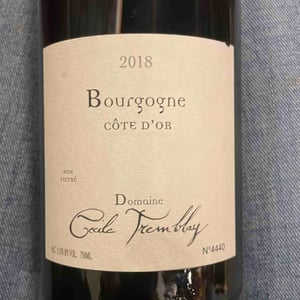 Bourgogne Côte D’or - Domaine Cécile Tremblay - Cécile Tremblay -2018
