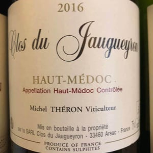 Haut Médoc - Clos Du Jaugeyron - michel-theron-stephanie-destruhaut -2016