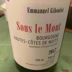 Hautes-Côtes-de-Nuits "Sous le Mont" Rouge - Domaine Emmanuel Giboulot - emmanuel-giboulot