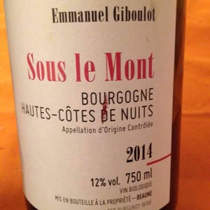 Hautes-Côtes-de-Nuits "Sous le Mont" Rouge - Domaine Emmanuel Giboulot - emmanuel-giboulot