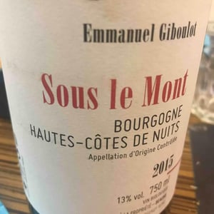 Domaine Emmanuel Giboulot - Emmanuel Giboulot - Hautes-Côtes-de-Nuits "Sous le Mont" Rouge
