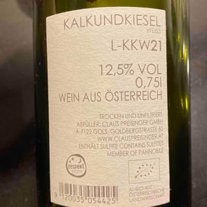 Weingut Claus Preisinger - Claus Preisinger - Kalkundkiesel Weiss