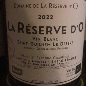 La Réserve D'O (Vin Blanc) - Domaine de La Réserve d'O - marie-frederic-chauffray