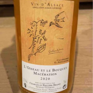 L'Oiseau et le Bouquet Macération - Domaine Brand & Fils - Philippe Brand 