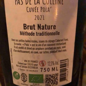 Pétillant naturel cuvée Pola - Pas de la Colline - kim-et-sylvain-destrieux