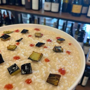 Risotto Melmzana Fritta E Goccie Di Pomodoro. - Parbleu cafè - 714212
