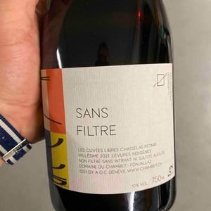 Sans Filtre - Pet Nat - Domaine du Chambet - Anthony Fonjallaz -2021