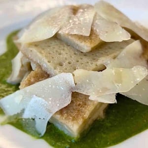 Testaroli Al Pesto E Pecorino - Antica Trattoria Carra - 783653