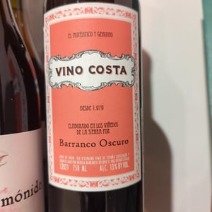 Vino Costa - Barranco Oscuro - manuel-lorenzo-valenzuela