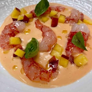 Zuppetta di Gamberi e pesche - Cronta Enoteca Winebar