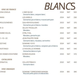 Carte de vin blanc - voir sur la carte - voir-sur-la-carte