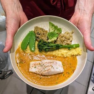 Dos De Cabillaud & Sauce Armoricaine, Risotto Au Safran, Légumes De Saison - La cuisine des Anges - 913094