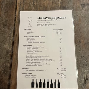 Menu - Les Caves de Prague - 1310342