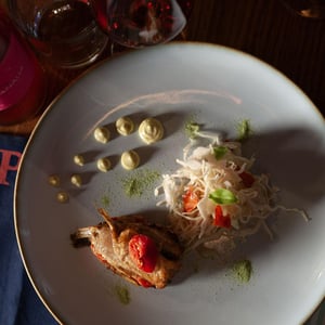 •	Mille-Feuille Of Sardines, With Marinated Cherry Tomatoes, Pork Lard, Lemon-Basil Mayo - Pietra Rossa - 946086