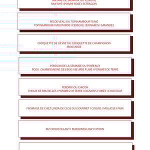 Notre Menu De Les Deux Semaines Prochaines - Festin - 955447