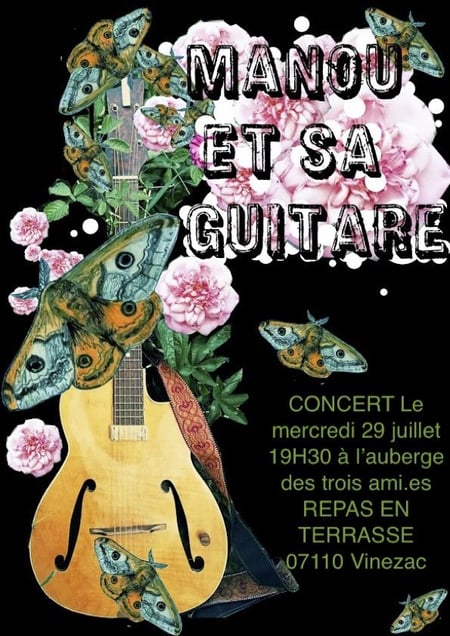 Repas en terrasse avec concert de Manou et sa guitare