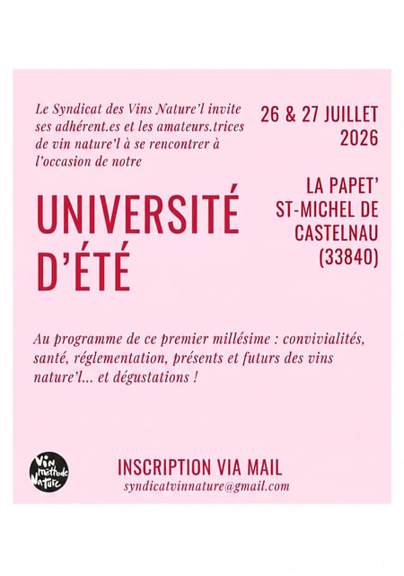 UNIVERSITÉ D’ÉTÉ — Vin Méthode Nature