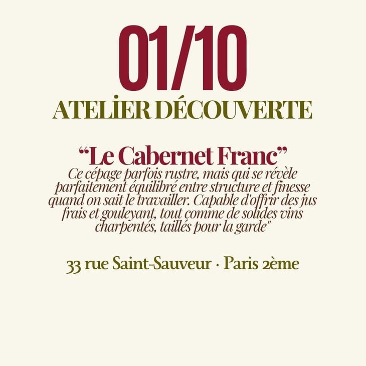 Atelier découverte & dégustation : "Le Cabernet Franc"