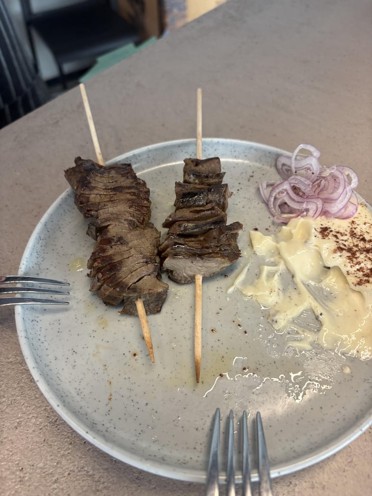 Anticuchos – Peruvian Grilled Beef Heart Skewers - Georges and Jose - 1390684