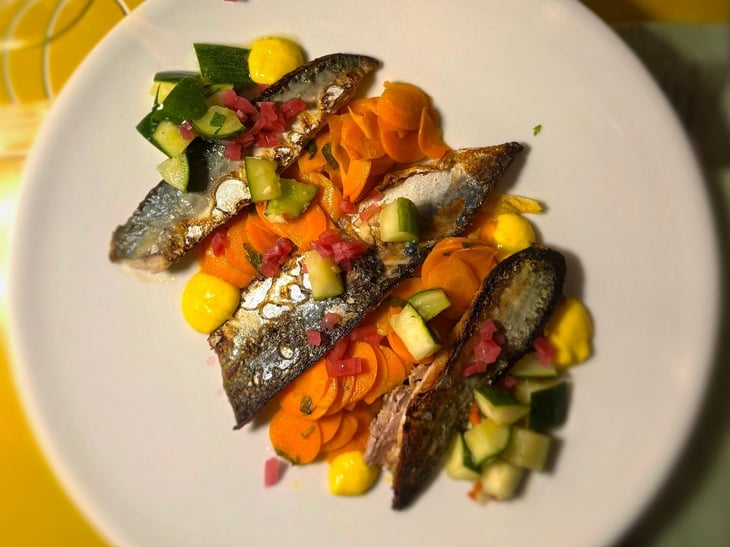 Lanzardo Scottato, Verdurine Alla Scapece, Cetriolo Piccante E Salsa Di Limone - La Svolta - 1312251