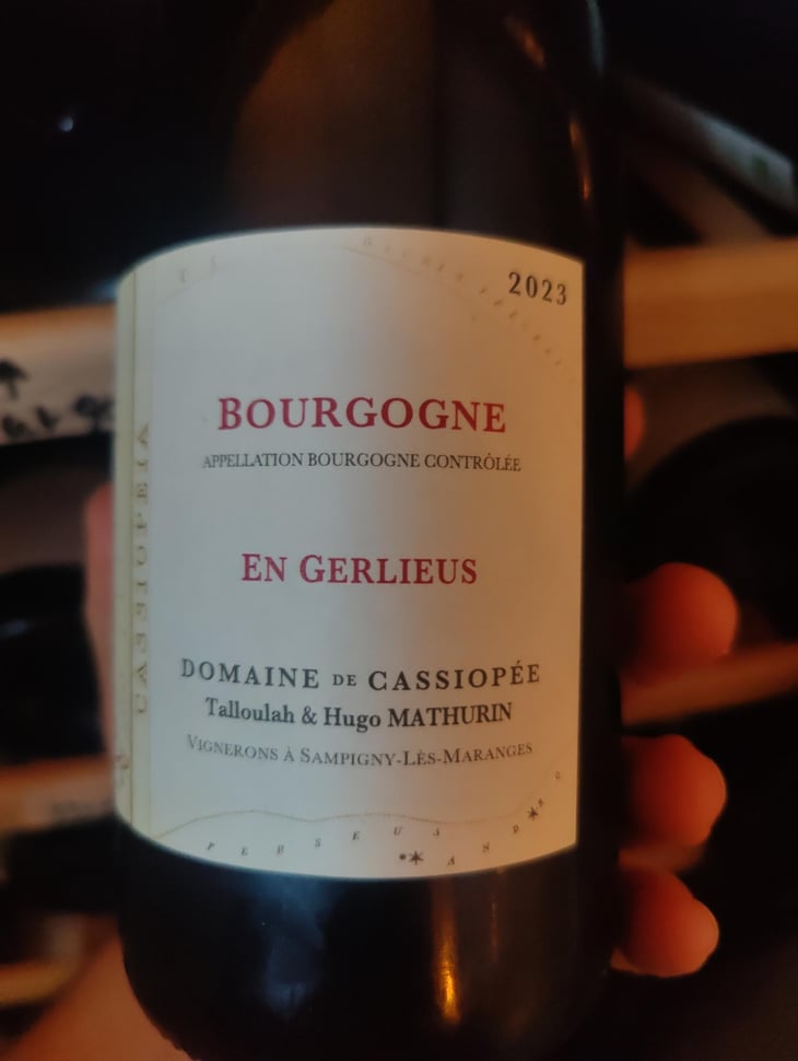 Bourgogne Rouge " En Gerlieus " - Domaine de Cassiopée - Talloulah et Hugo Mathurin 