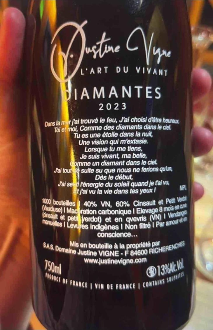 Diamantes - Domaine Justine Vigne - Justine Vigne -2023