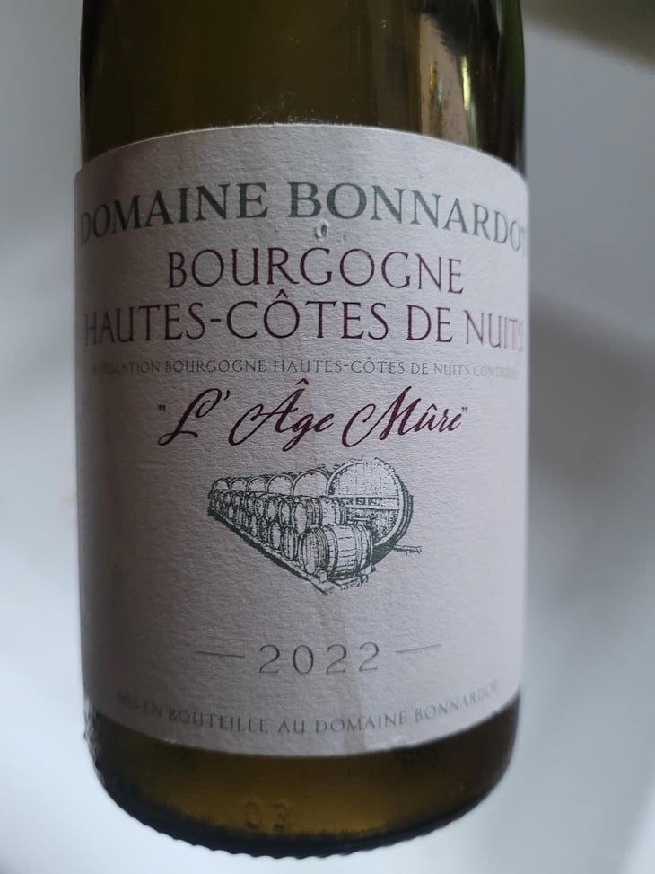 Hautes-Côtes-de-Nuit "L'âge Mûre" - Domaine Bonnardot - Antoine, Ludovic & Emilien Bonnardot -2020