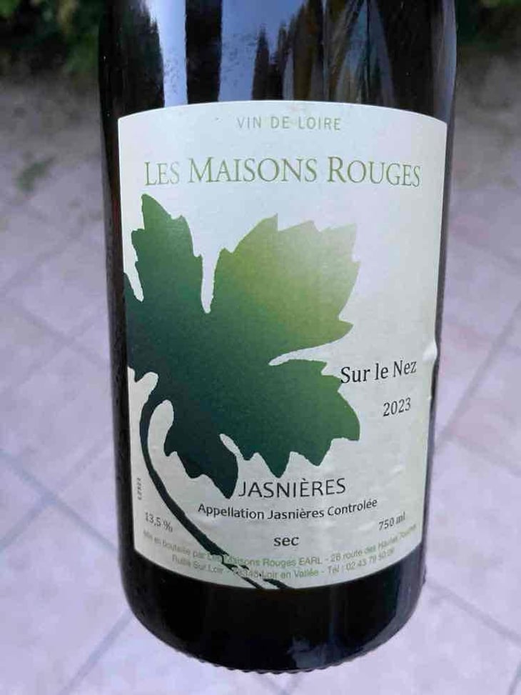 Jasnières Sur le nez - Les Maisons Rouges - Julien Peltier, Elisabeth et Benoît Jardin -2022