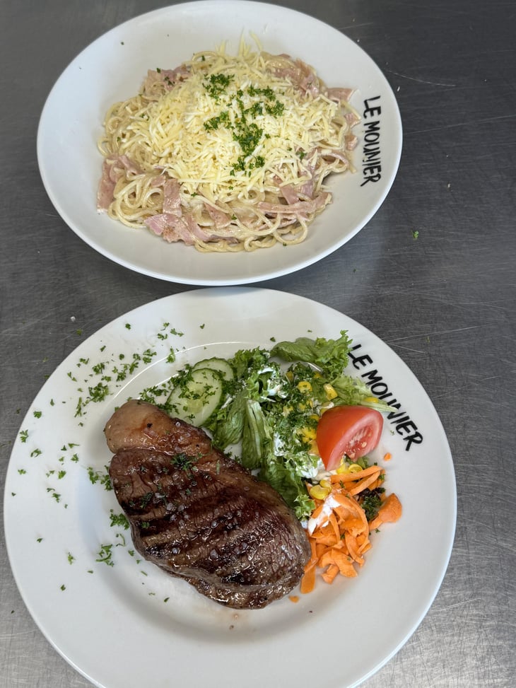 La Picanha De Bœuf Et Le Spaghetti Jambon Fromage - Restaurant Le Mounier - 1398288