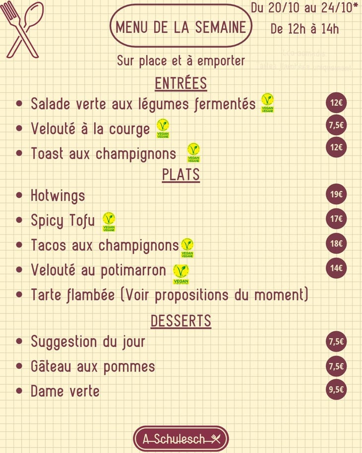 Menu De La Semaine - A Schulesch - 1403527