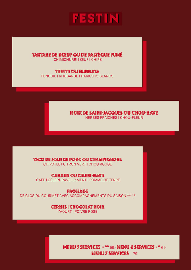 Menu From 9th Until The 22th Of June - Festin - 1359201